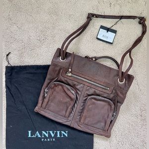 Lanvin Paris Marron (Dark Brown) Neo Bag - Velvet Lamb